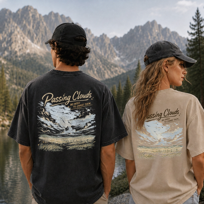 Passing Clouds Across Open Fields Vintage Washed T-Shirt