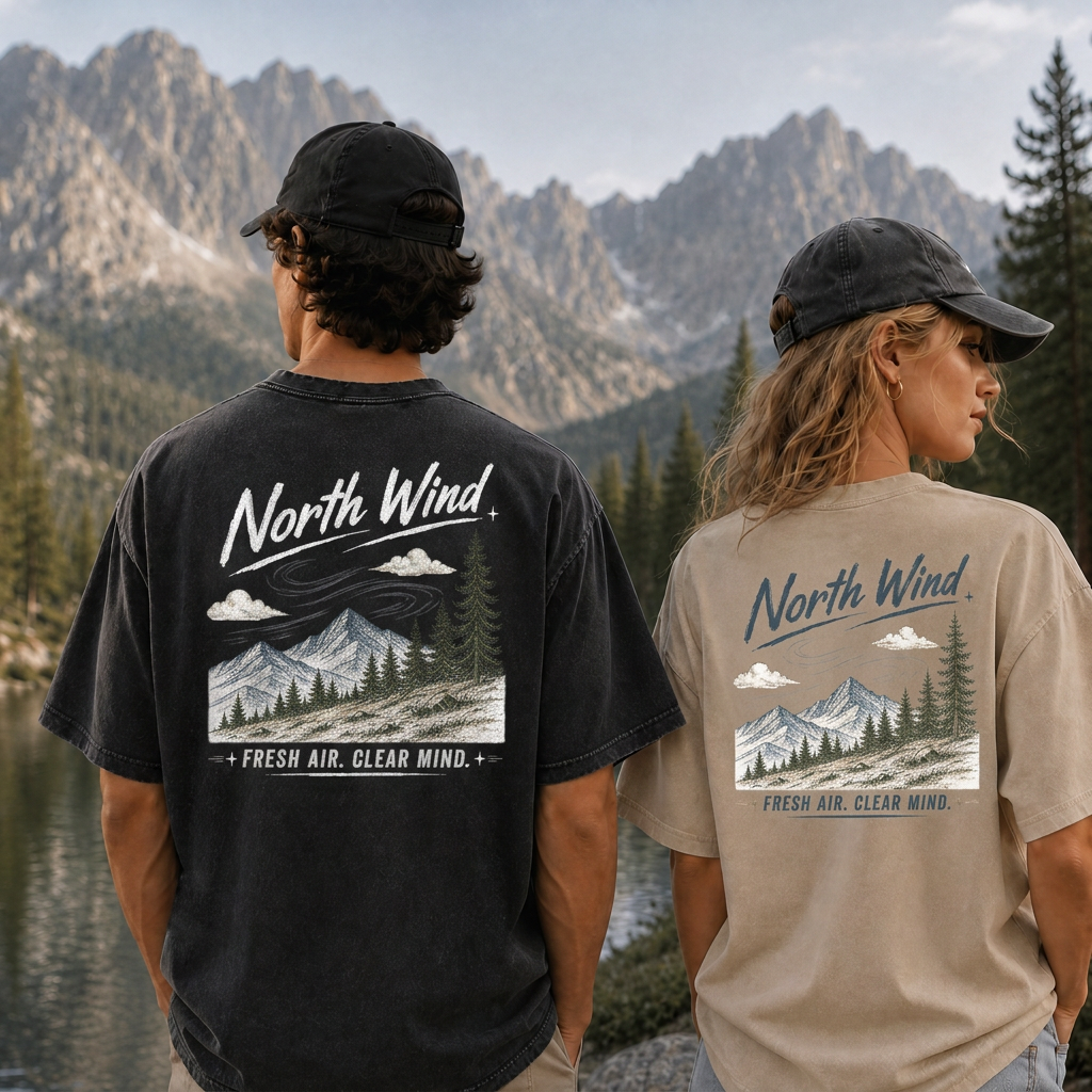 North Wind Through Alpine Peaks Vintage Washed T-Shirt
