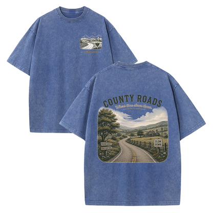 Where the Quiet Roads Lead Vintage Washed T-Shirt