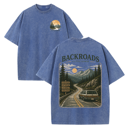 Backroads Vintage Washed Graphic T-Shirt