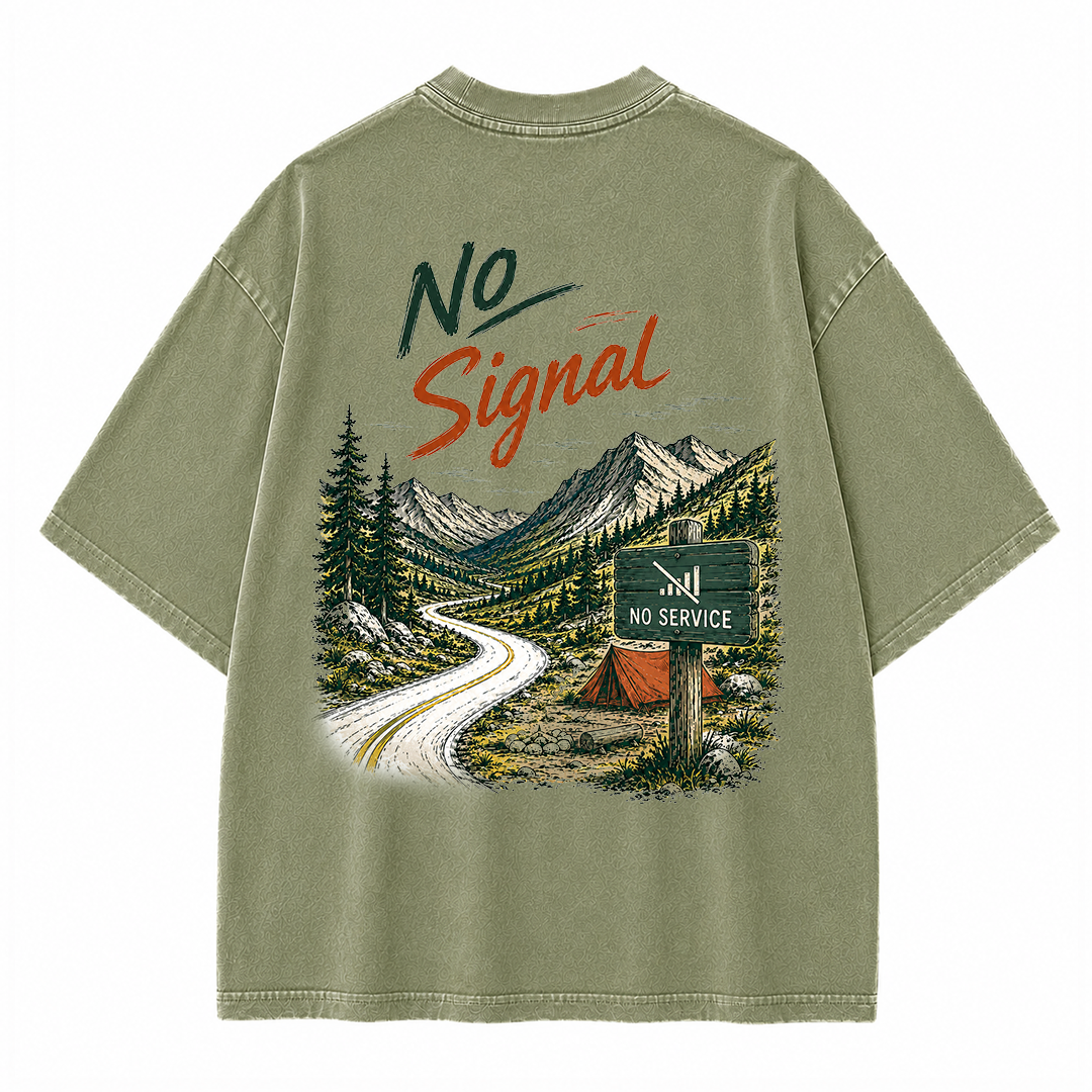 No Signal Mountain Escape Vintage Washed T-Shirt