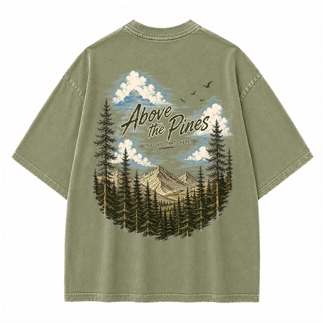Above the Pines Beneath Endless Skies Vintage Washed T-Shirt