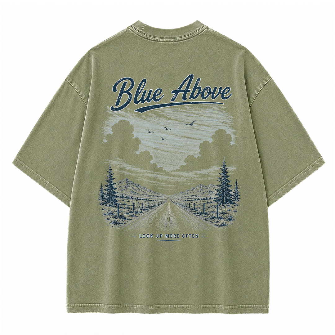 Blue Above Beyond the Horizon Vintage Washed T-Shirt