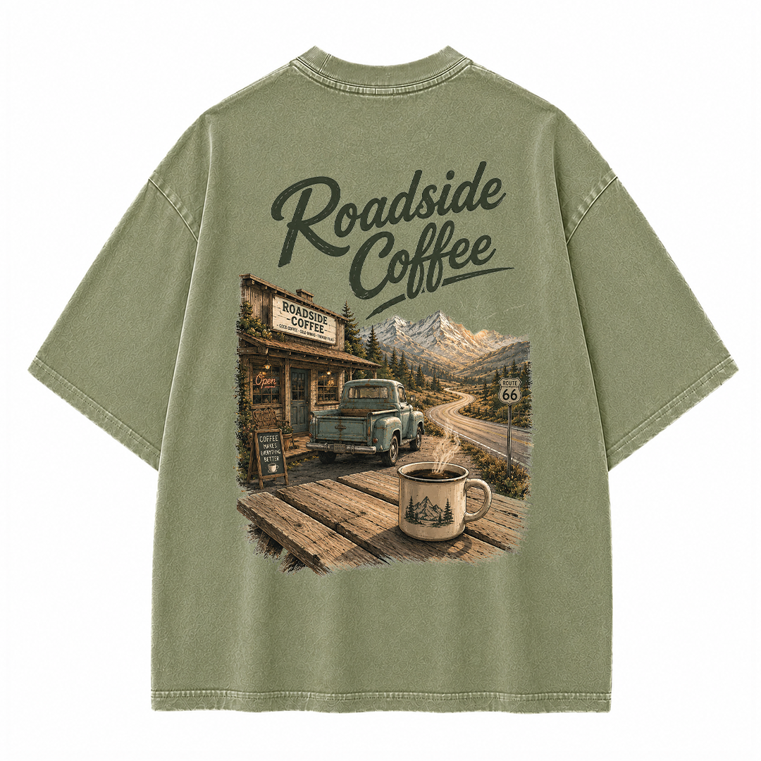 Roadside Coffee Mountain Stop Vintage Washed T-Shirt
