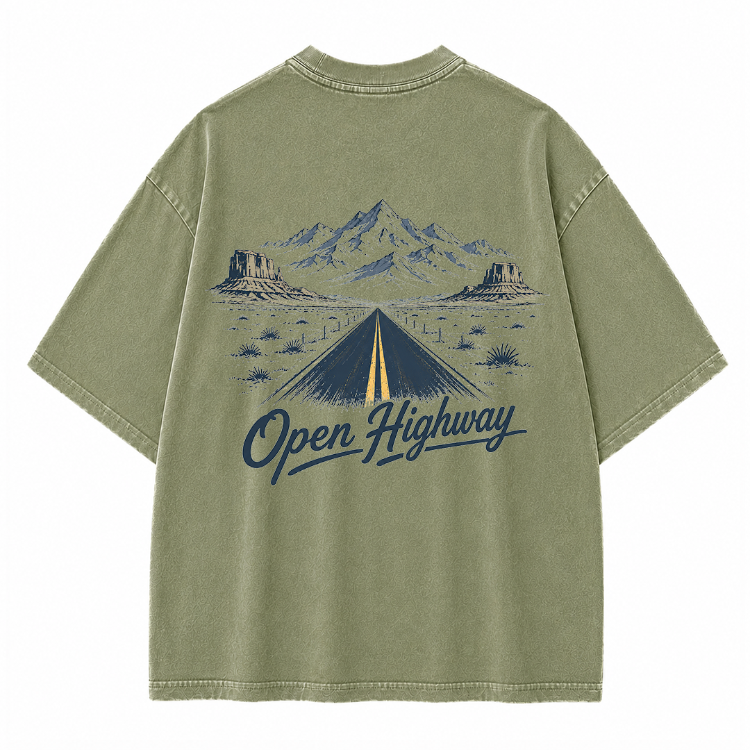 Open Highway Desert Road Vintage Washed T-Shirt