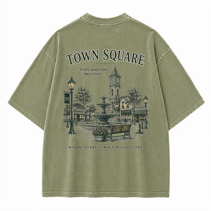 T-Shirt mit Grafik vom historischen Marktplatz im Vintage-Look