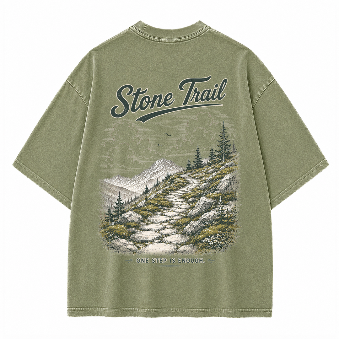 Stone Trail Beneath Quiet Peaks Vintage Washed T-Shirt