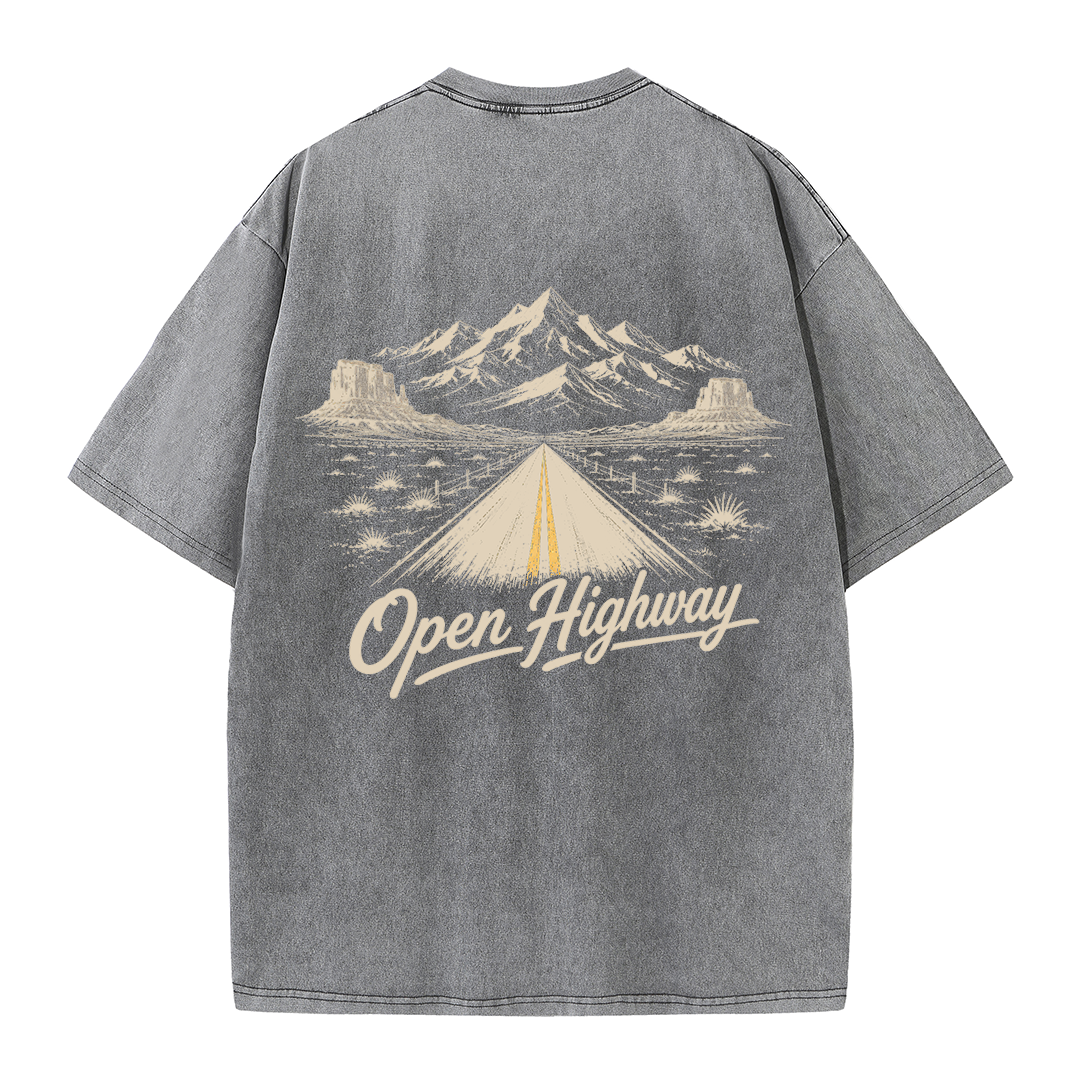 Open Highway Desert Road Vintage Washed T-Shirt