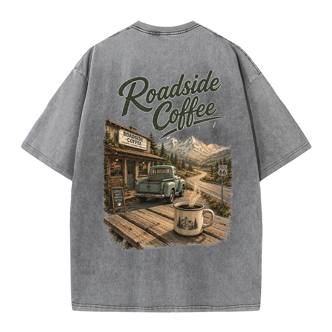 Roadside Coffee Mountain Stop Vintage Washed T-Shirt