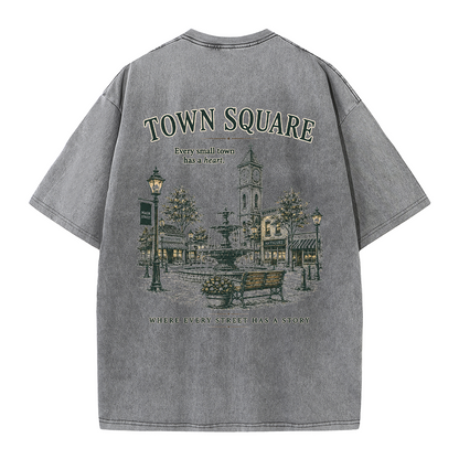 T-Shirt mit Grafik vom historischen Marktplatz im Vintage-Look