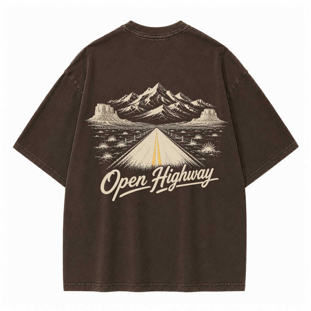 Open Highway Desert Road Vintage Washed T-Shirt