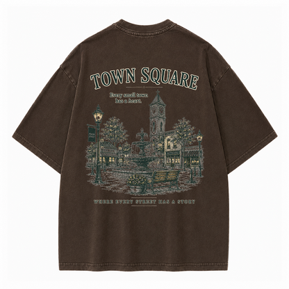 T-Shirt mit Grafik vom historischen Marktplatz im Vintage-Look