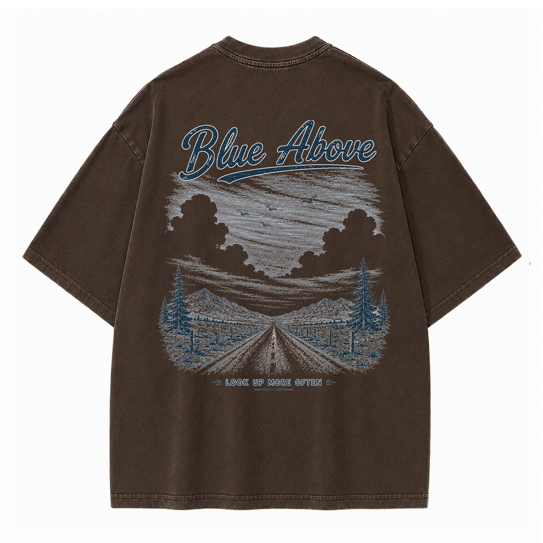 Blue Above Beyond the Horizon Vintage Washed T-Shirt
