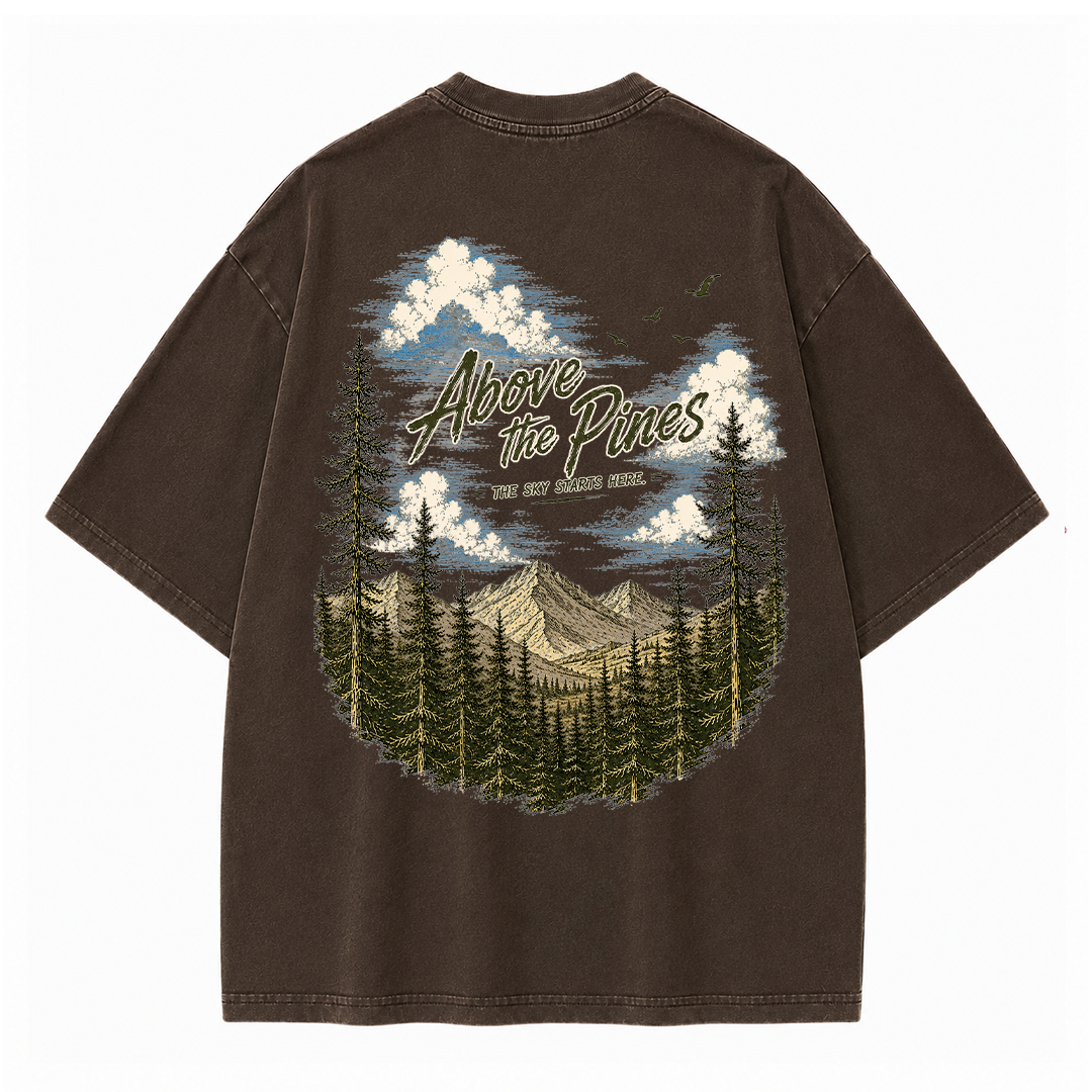 Above the Pines Beneath Endless Skies Vintage Washed T-Shirt