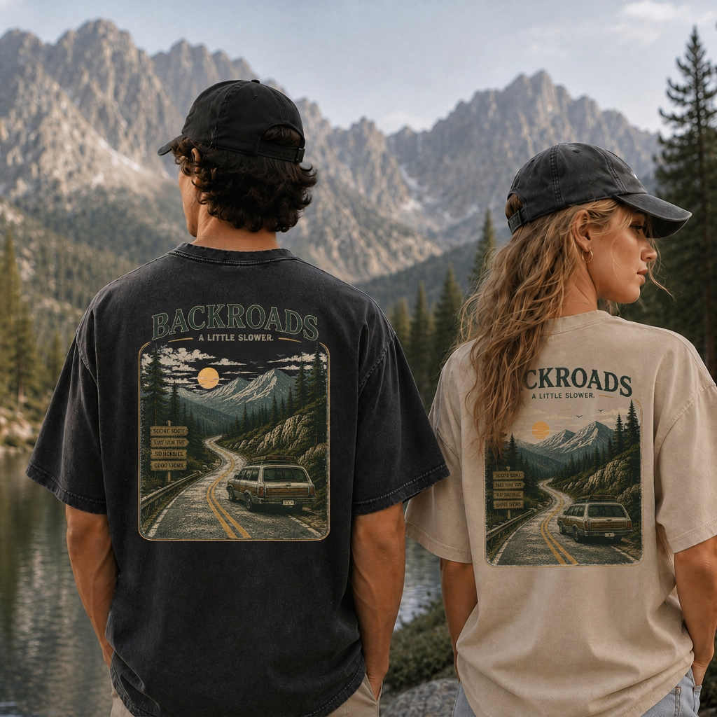 Backroads Vintage Washed Graphic T-Shirt