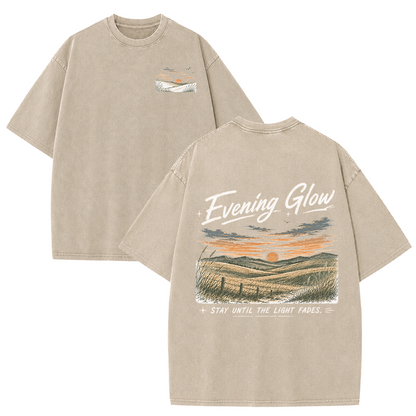 Evening Glow Across Rolling Hills Vintage Washed T-Shirt