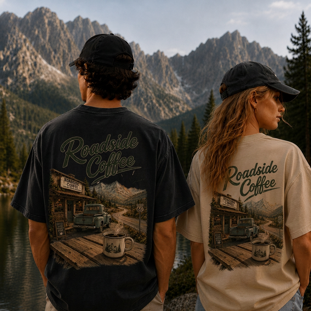 Roadside Coffee Mountain Stop Vintage Washed T-Shirt
