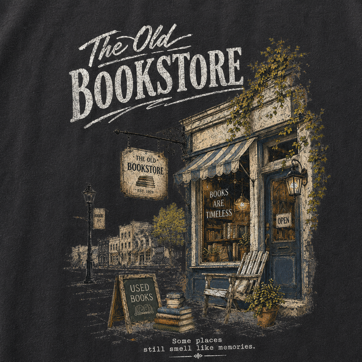 Books & Memories Graphic Vintage Washed T-Shirt