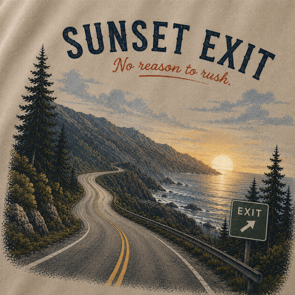 Where the Road Meets the Sunset Vintage Washed T-Shirt