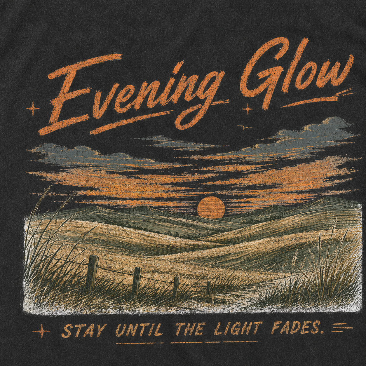 Evening Glow Across Rolling Hills Vintage Washed T-Shirt