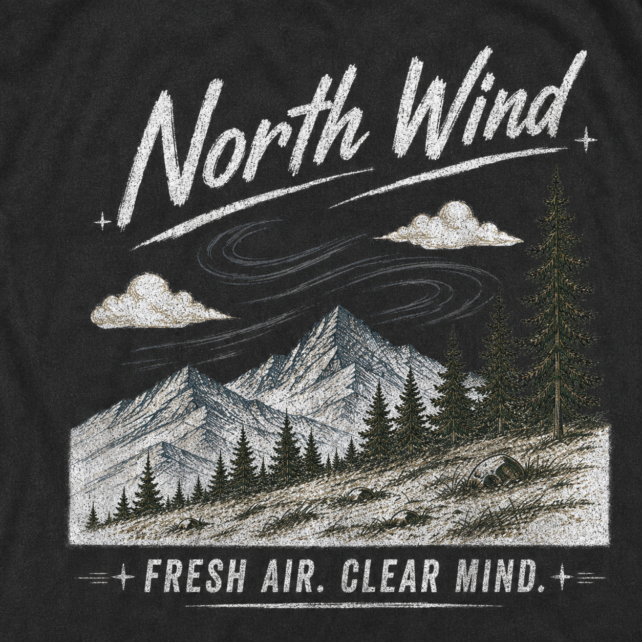 North Wind Through Alpine Peaks Vintage Washed T-Shirt