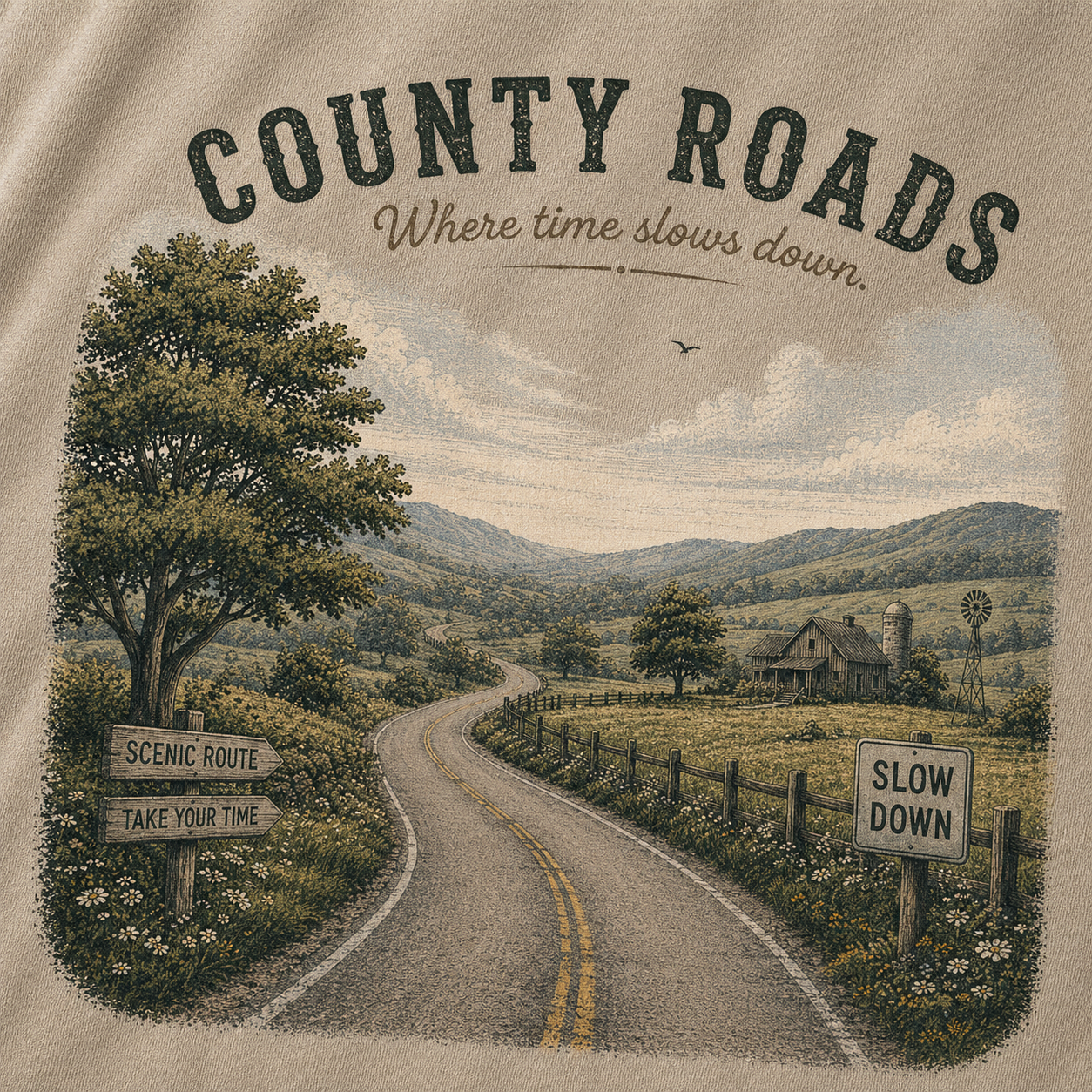 Where the Quiet Roads Lead Vintage Washed T-Shirt
