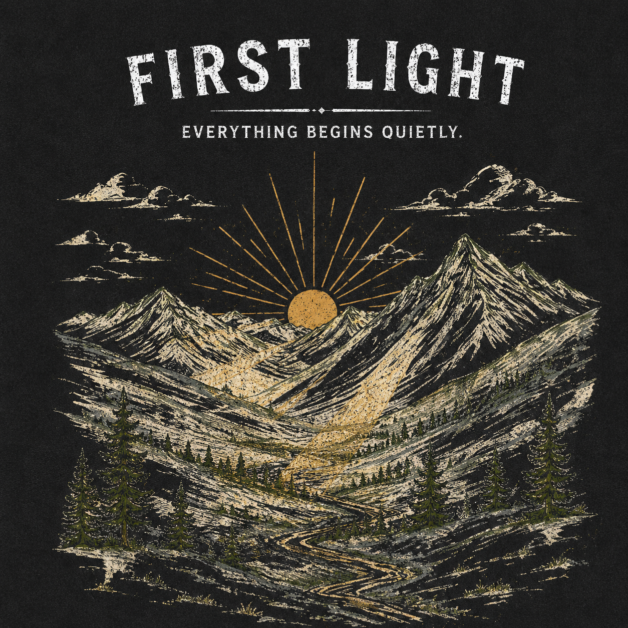 First Light Over the Mountains Vintage Washed T-Shirt