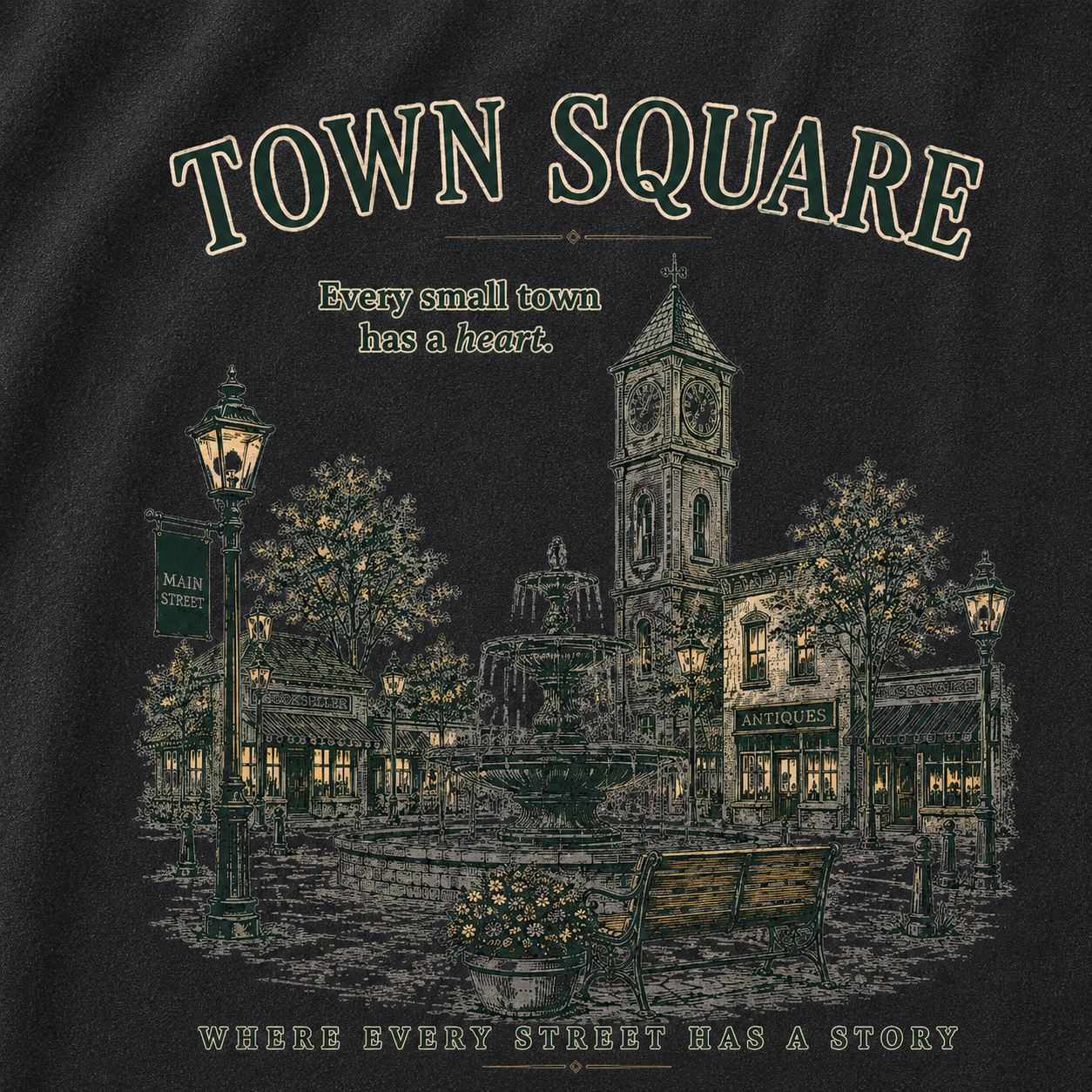 T-Shirt mit Grafik vom historischen Marktplatz im Vintage-Look