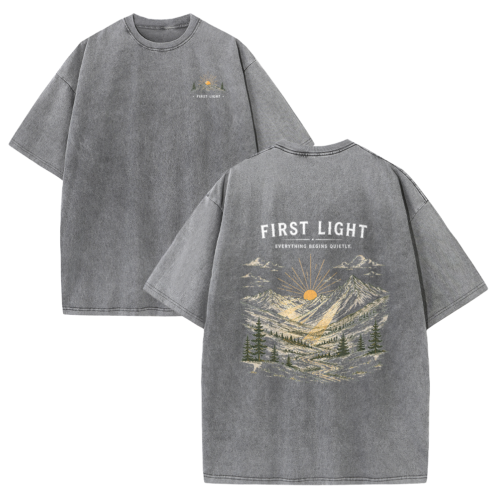 First Light Over the Mountains Vintage Washed T-Shirt