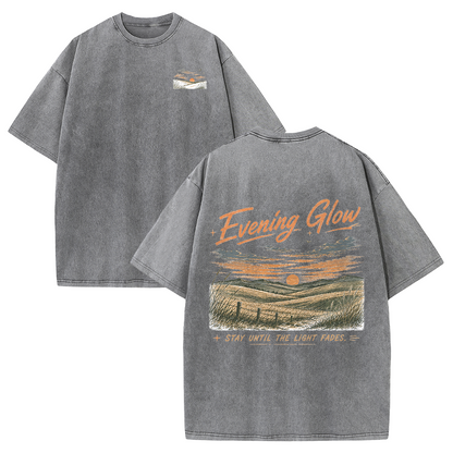 Evening Glow Across Rolling Hills Vintage Washed T-Shirt