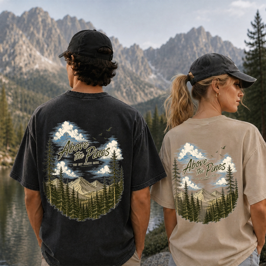 Above the Pines Beneath Endless Skies Vintage Washed T-Shirt