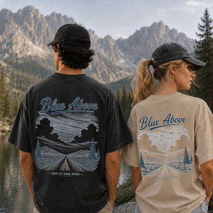 Blue Above Beyond the Horizon Vintage Washed T-Shirt