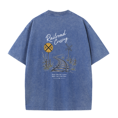 Railroad Memories Graphic Vintage Washed T-Shirt