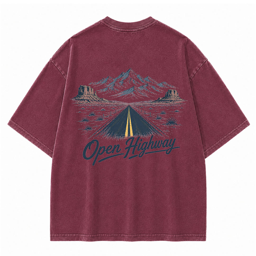 Open Highway Desert Road Vintage Washed T-Shirt