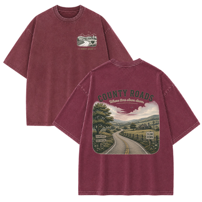 Where the Quiet Roads Lead Vintage Washed T-Shirt