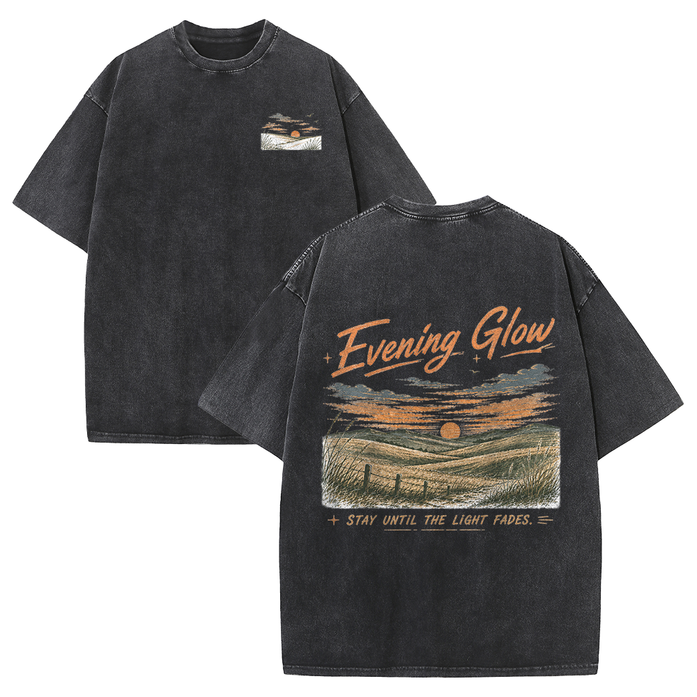 Evening Glow Across Rolling Hills Vintage Washed T-Shirt