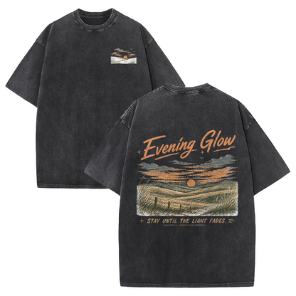 Evening Glow Across Rolling Hills Vintage Washed T-Shirt