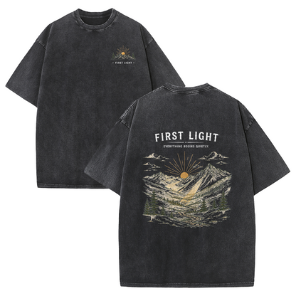 First Light Over the Mountains Vintage Washed T-Shirt