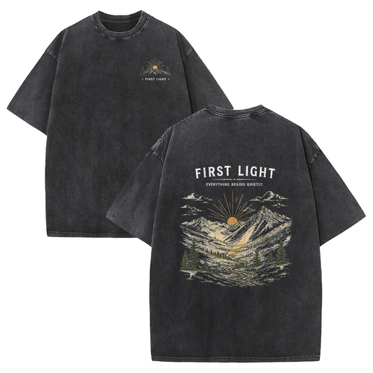 First Light Over the Mountains Vintage Washed T-Shirt