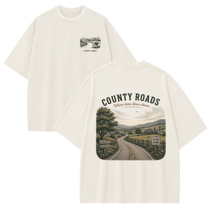 Where the Quiet Roads Lead Vintage Washed T-Shirt