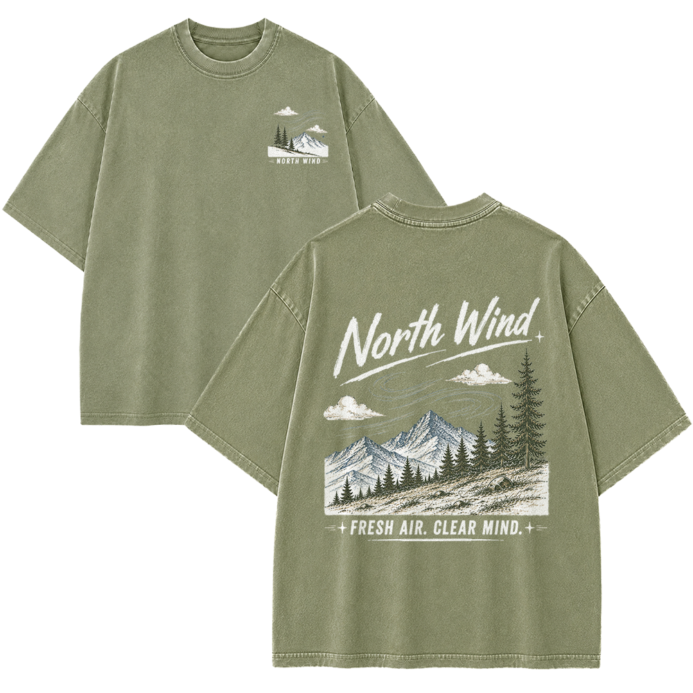 North Wind Through Alpine Peaks Vintage Washed T-Shirt