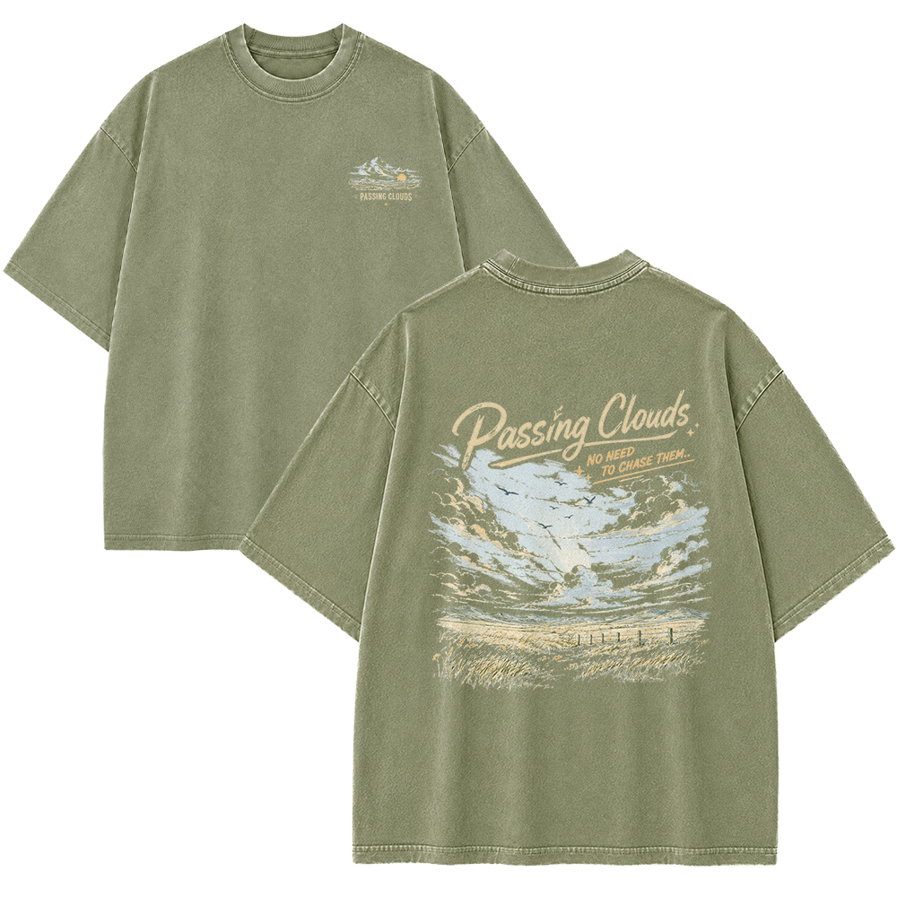 Passing Clouds Across Open Fields Vintage Washed T-Shirt