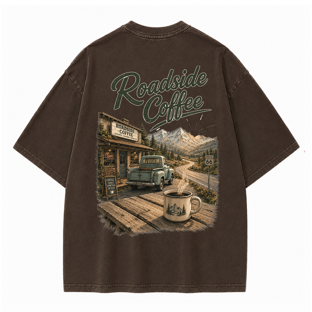 Roadside Coffee Mountain Stop Vintage Washed T-Shirt