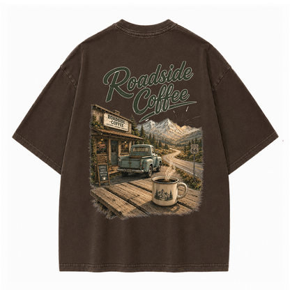 Roadside Coffee Mountain Stop Vintage Washed T-Shirt