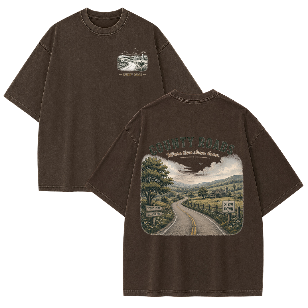Where the Quiet Roads Lead Vintage Washed T-Shirt