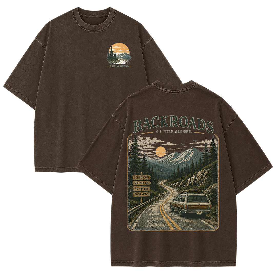 Backroads Vintage Washed Graphic T-Shirt