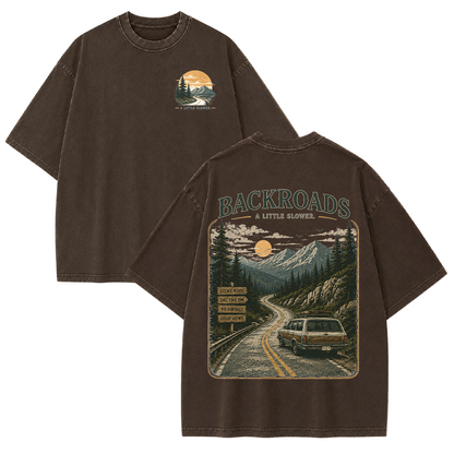 Backroads Vintage Washed Graphic T-Shirt