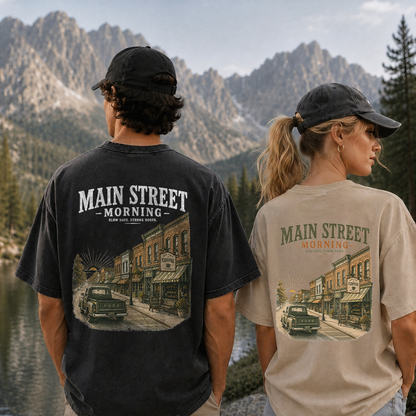 Main Street Morning Vintage Washed Graphic T-Shirt
