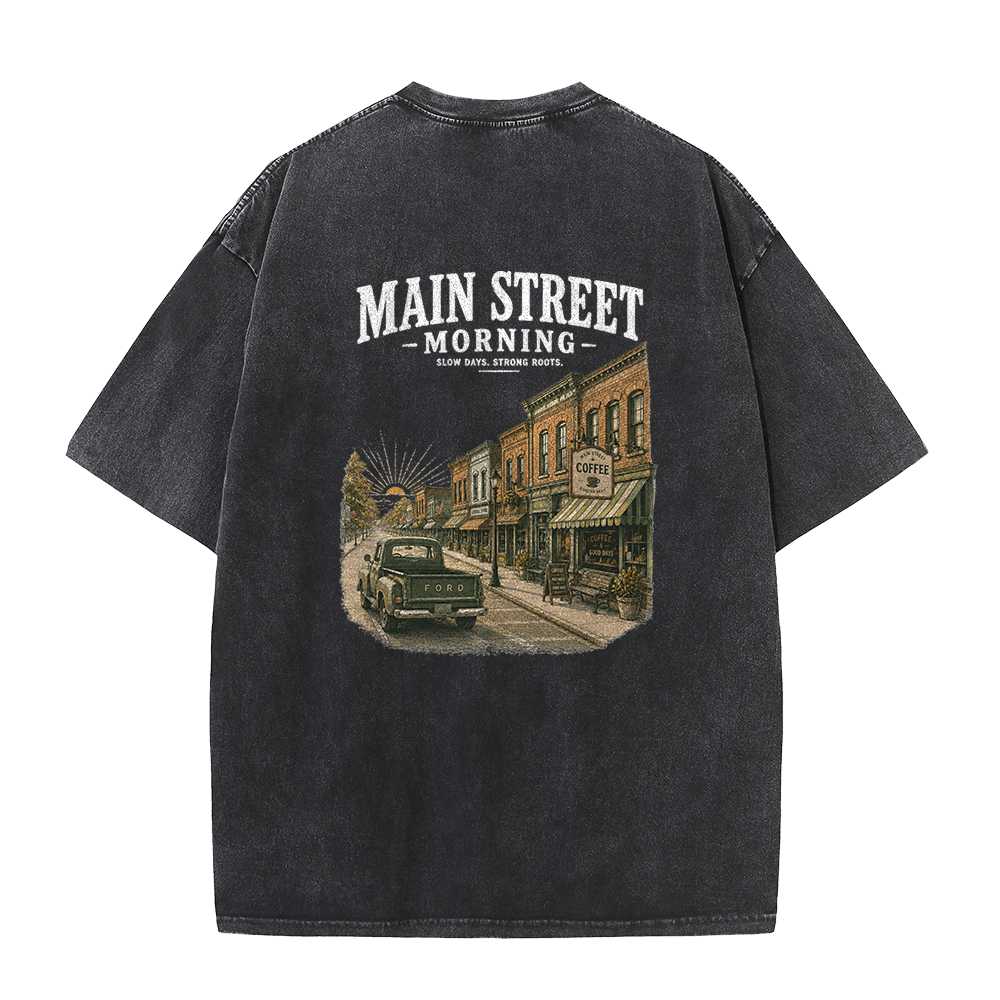 Main Street Morning Vintage Washed Graphic T-Shirt