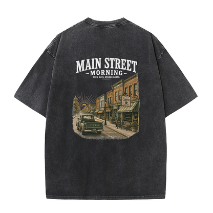 Main Street Morning Vintage Washed Graphic T-Shirt